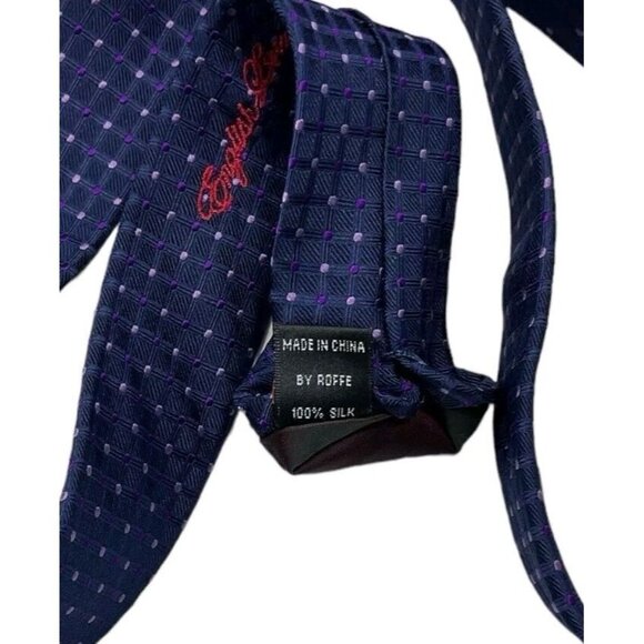 ENGLISH LAUNDRY Men's 100% Silk Necktie LUXURY Tie Blue Geometric W:3" EUC - Picture 3 of 6